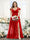 A-Line V-Neck Split Side Ruched Floor-Length Chiffon Plus Size Bridesmaid Dresses