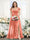 A-Line V-Neck Split Side Ruched Floor-Length Chiffon Plus Size Bridesmaid Dresses