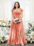 A-Line V-Neck Split Side Ruched Floor-Length Chiffon Plus Size Bridesmaid Dresses