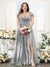 A-Line V-Neck Split Side Ruched Floor-Length Chiffon Plus Size Bridesmaid Dresses