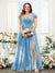 A-Line V-Neck Split Side Ruched Floor-Length Chiffon Plus Size Bridesmaid Dresses