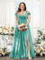 A-Line V-Neck Split Side Ruched Floor-Length Chiffon Plus Size Bridesmaid Dresses