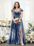 A-Line V-Neck Split Side Ruched Floor-Length Chiffon Plus Size Bridesmaid Dresses