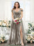 A-Line V-Neck Split Side Ruched Floor-Length Chiffon Plus Size Bridesmaid Dresses