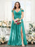 A-Line V-Neck Split Side Ruched Floor-Length Chiffon Plus Size Bridesmaid Dresses
