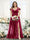 A-Line V-Neck Split Side Ruched Floor-Length Chiffon Plus Size Bridesmaid Dresses