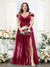 A-Line V-Neck Split Side Ruched Floor-Length Chiffon Plus Size Bridesmaid Dresses