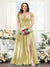 A-Line V-Neck Split Side Ruched Floor-Length Chiffon Plus Size Bridesmaid Dresses