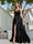 A-Line Spaghetti Straps V-Neck Sleeveless Metallic Lurex Long Prom Dresses