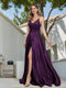A-Line Spaghetti Straps V-Neck Sleeveless Metallic Lurex Long Prom Dresses