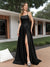 A-Line Sleeveless Metallic Lurex Long Prom Dresses with Spaghetti Straps