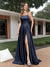 A-Line Sleeveless Metallic Lurex Long Prom Dresses with Spaghetti Straps