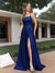 A-Line Sleeveless Metallic Lurex Long Prom Dresses with Spaghetti Straps