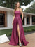 A-Line Sleeveless Metallic Lurex Long Prom Dresses with Spaghetti Straps
