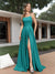 A-Line Sleeveless Metallic Lurex Long Prom Dresses with Spaghetti Straps
