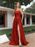 A-Line Sleeveless Metallic Lurex Long Prom Dresses with Spaghetti Straps