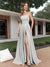 A-Line Sleeveless Metallic Lurex Long Prom Dresses with Spaghetti Straps