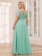 A-Line/Princess Tulle Long Plus Size Bridesmaid Dresses with Sleeves
