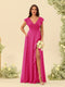 A-Line/Princess V-Neck Long Bridesmaid Dresses with Ruffles
