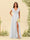 A-Line/Princess V-Neck Long Bridesmaid Dresses with Ruffles