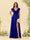 A-Line/Princess V-Neck Long Bridesmaid Dresses with Ruffles