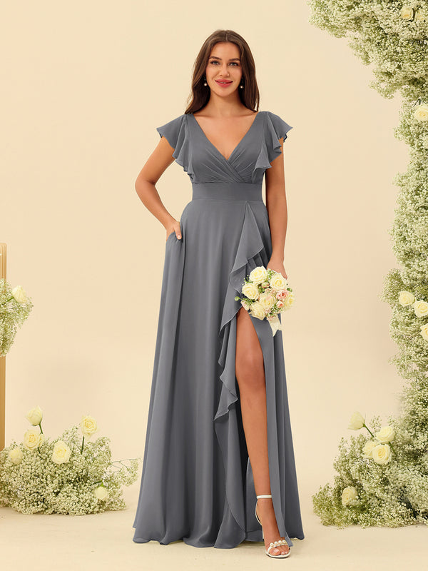 Maxi Dress Bridesmaid Dresses Walmart Lavetir Bridesmaid Dresses With Sleeves Long Wedding Guest Dresses Stormy Blue Chiffon With Pockets 2026 Maxi Dress Bridesmaid Dresses Walmart Lavetir Bridesmaid Dresses With Sleeves Long Wedding Guest Dresses Stormy Blue Chiffon With Pockets 2026