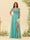 A-Line/Princess V-Neck Long Bridesmaid Dresses with Ruffles