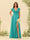 A-Line/Princess V-Neck Long Bridesmaid Dresses with Ruffles