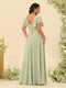 A-Line/Princess V-Neck Plus Size Bridesmaid Dresses with Ruffles