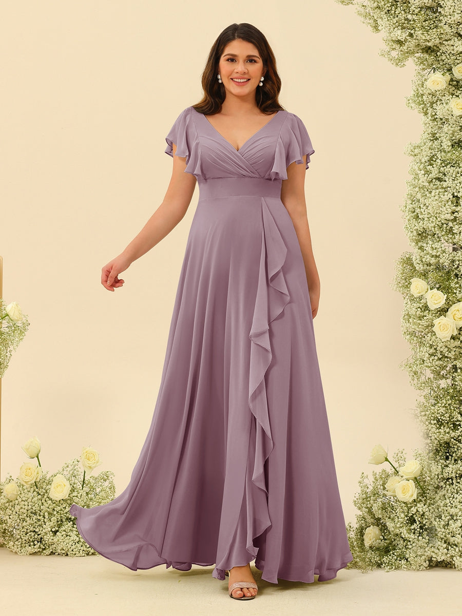 plus size purple maid of honor dresses Dark Inifity Chiffon Bridesmaid Lisposa purple chiffon Lavetir Dusty Rose Long Plus