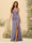 Sheath/Column Spaghetti Straps V-Neck Long Formal Dresses with Split Side