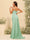 Sheath/Column Spaghetti Straps Long Formal Dresses with Split Side & Ruched