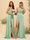 Sheath/Column Spaghetti Straps Long Formal Dresses with Split Side & Ruched