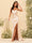 Sheath/Column Spaghetti Straps V-Neck Long Formal Dresses with Split Side