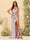 Sheath/Column Spaghetti Straps V-Neck Long Formal Dresses with Split Side