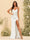 Sheath/Column Spaghetti Straps V-Neck Long Formal Dresses with Split Side