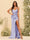 Sheath/Column Spaghetti Straps V-Neck Long Formal Dresses with Split Side