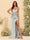 Sheath/Column Spaghetti Straps V-Neck Long Formal Dresses with Split Side