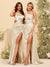 Sheath/Column One-Shoulder Long Formal Dresses with Split Side & Ruched