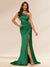 Sheath/Column One-Shoulder Long Evening Dresses with Split Side & Ruched