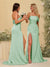 Sheath/Column Off-the-Shoulder Long Formal Dresses with Split Side