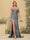 Sheath/Column Off-the-Shoulder Long Formal Dresses with Split Side