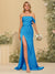 Sheath/Column Off-the-Shoulder Long Formal Dresses with Split Side