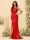 Sheath/Column One-Shoulder Long Formal Dresses with Split Side & Ruched