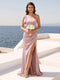 Sheath/Column One-Shoulder Sweetheart Long Formal Dresses with Split Side & Ruched