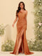 Sheath/Column One-Shoulder Sweetheart Long Formal Dresses with Split Side & Ruched
