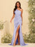 Sheath/Column One-Shoulder Sweetheart Long Formal Dresses with Split Side & Ruched