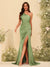Sheath/Column One-Shoulder Sweetheart Long Formal Dresses with Split Side & Ruched