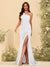 Sheath/Column One-Shoulder Sweetheart Long Formal Dresses with Split Side & Ruched