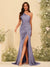 Sheath/Column One-Shoulder Sweetheart Long Formal Dresses with Split Side & Ruched